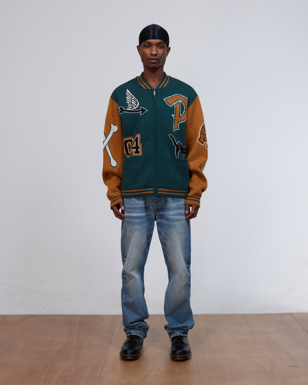 Patta Varsity Knitted Cardigan (Pine Grove)