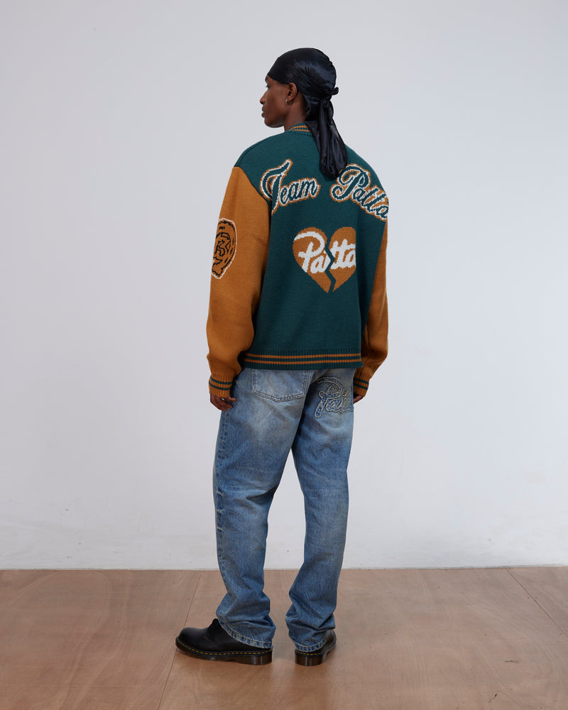 Patta Varsity Knitted Cardigan (Pine Grove)