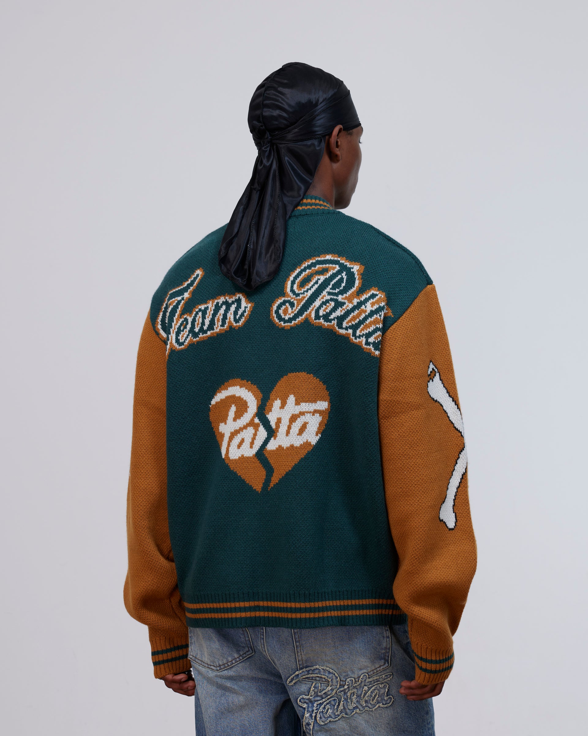 Patta Varsity Knitted Cardigan (Pine Grove)