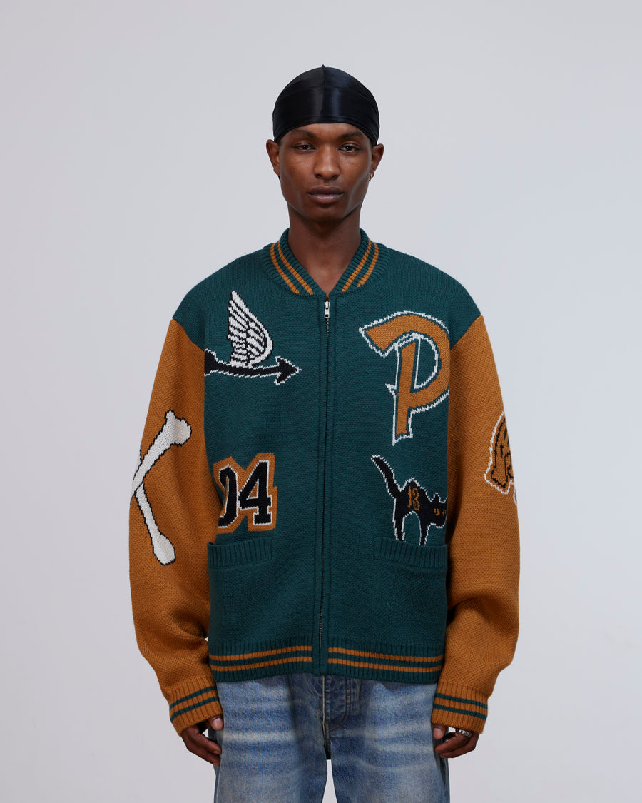 Patta Varsity Knitted Cardigan (Pine Grove)