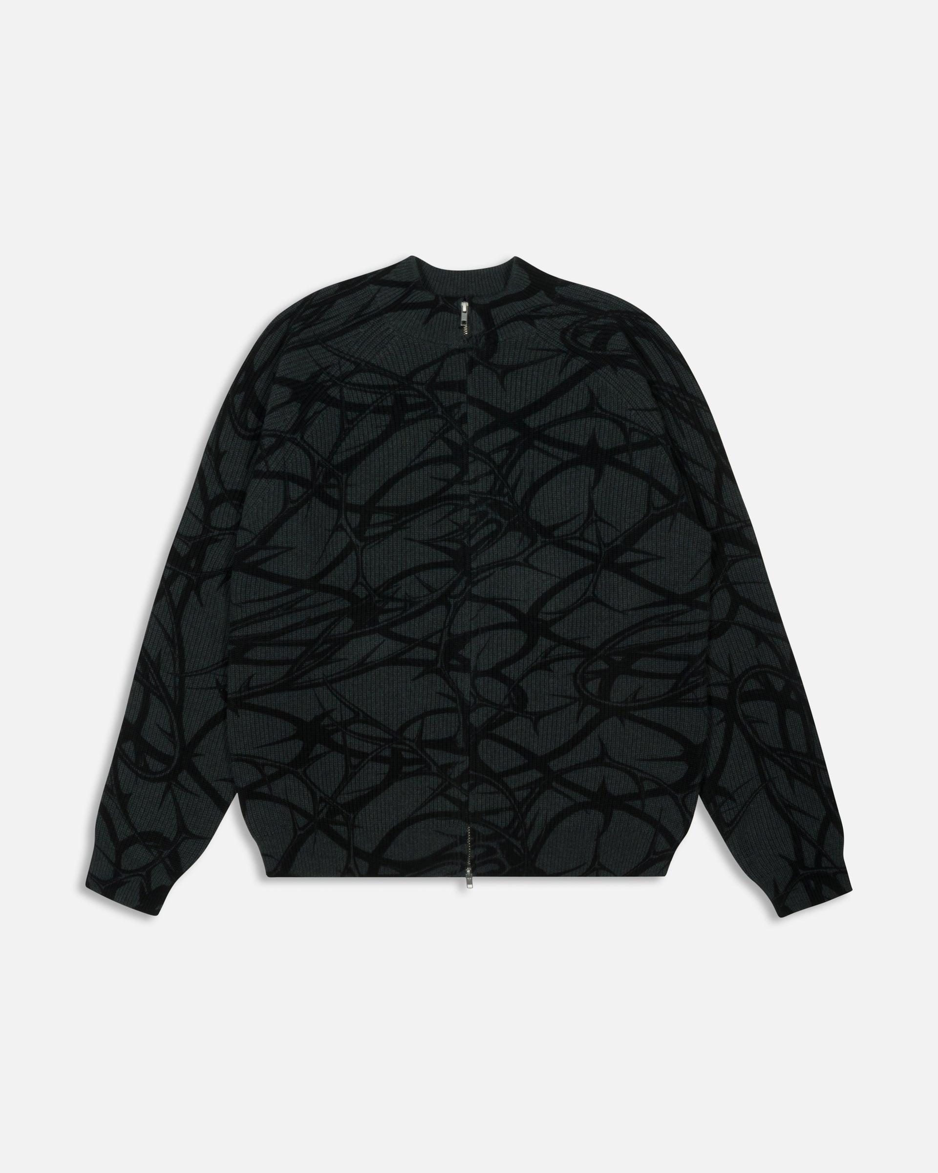 Patta Ribbed Knitted Cardigan (Grey Pinstripe)