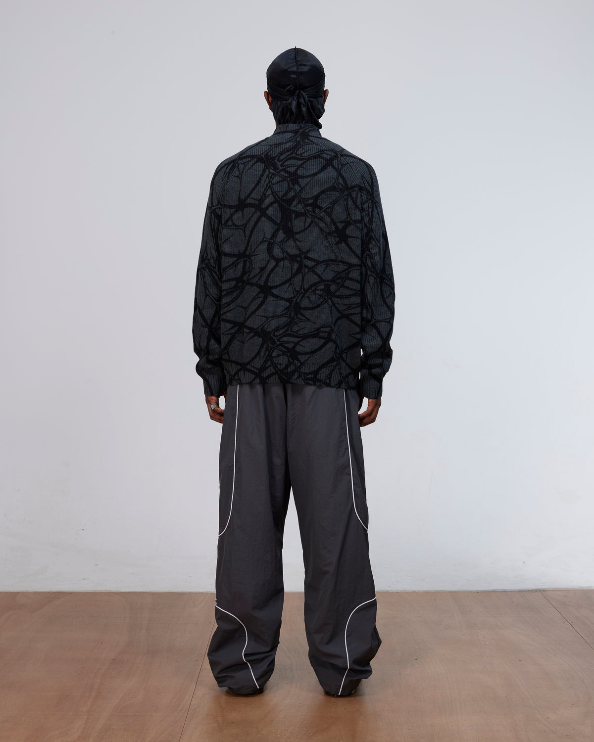 Patta Ribbed Knitted Cardigan (Grey Pinstripe)