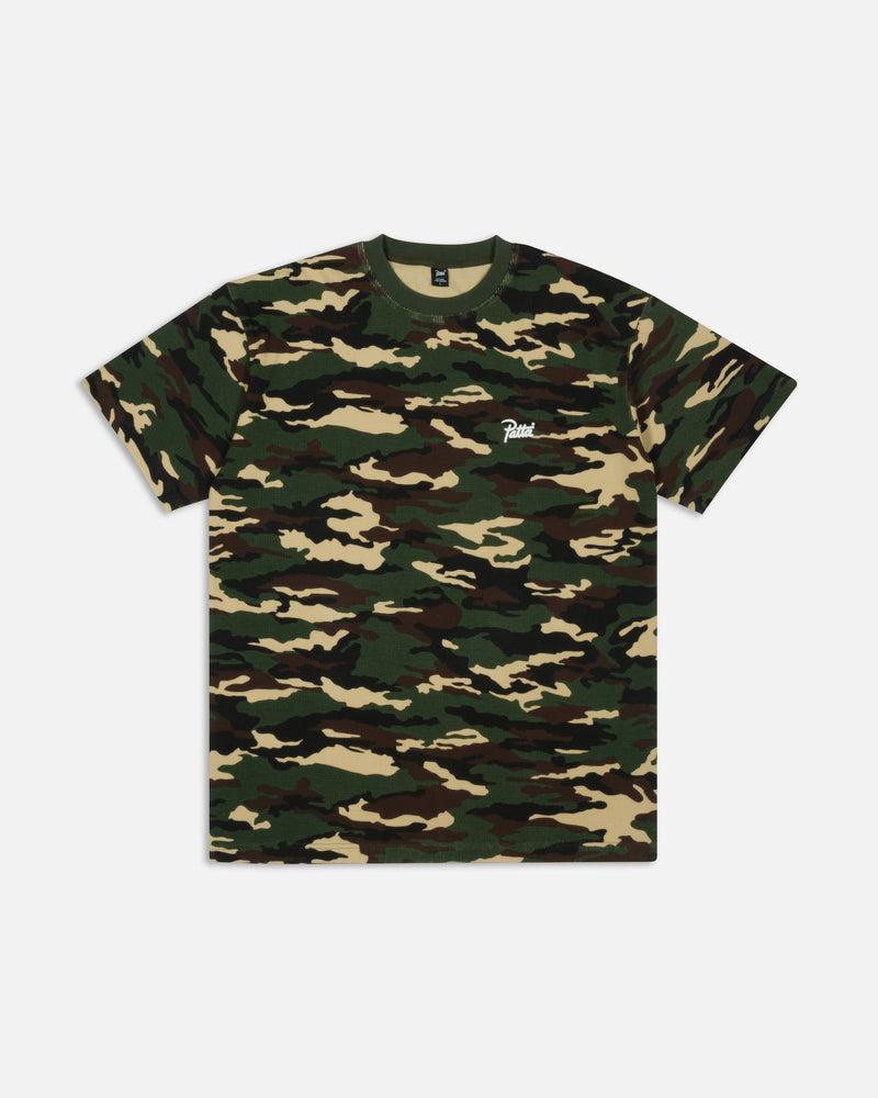 Patta Waffle Script Logo T-Shirt (Woodland Camo)