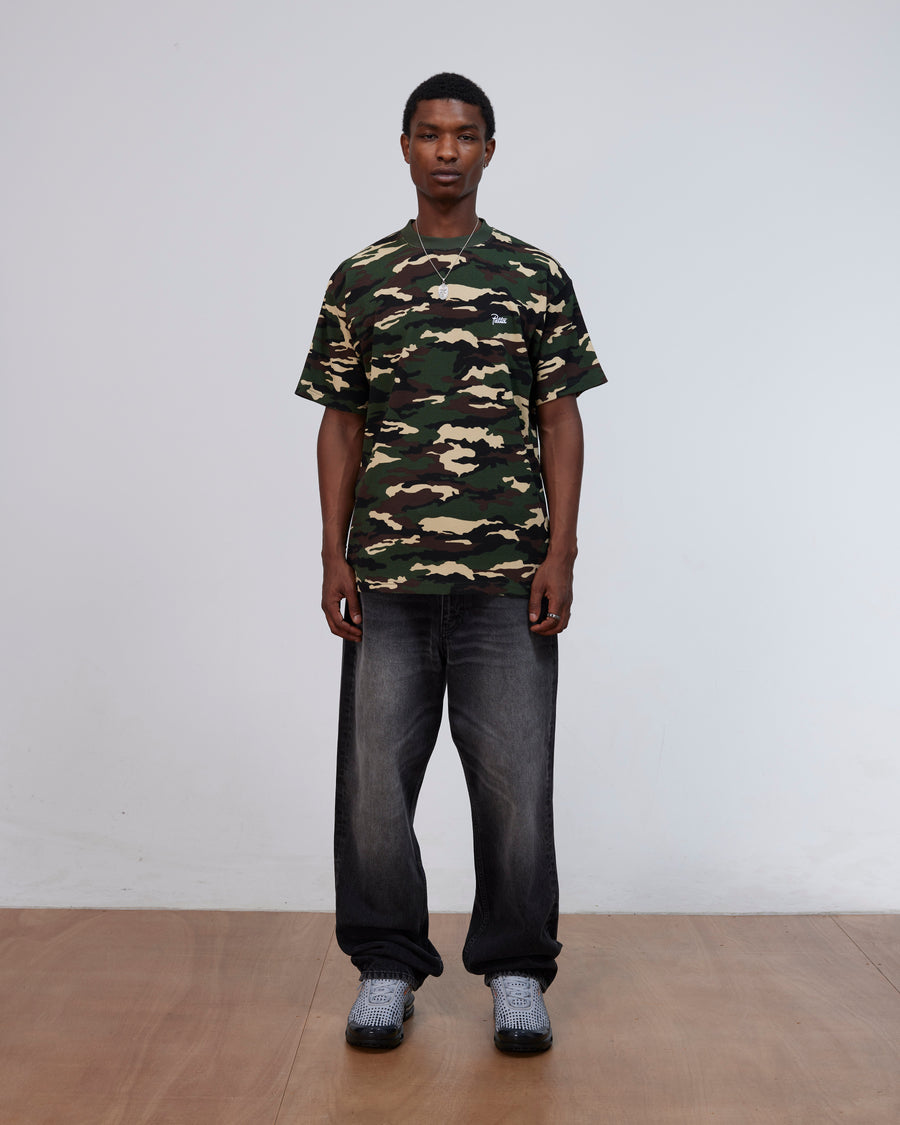 Patta Waffle Script Logo T-Shirt (Woodland Camo)
