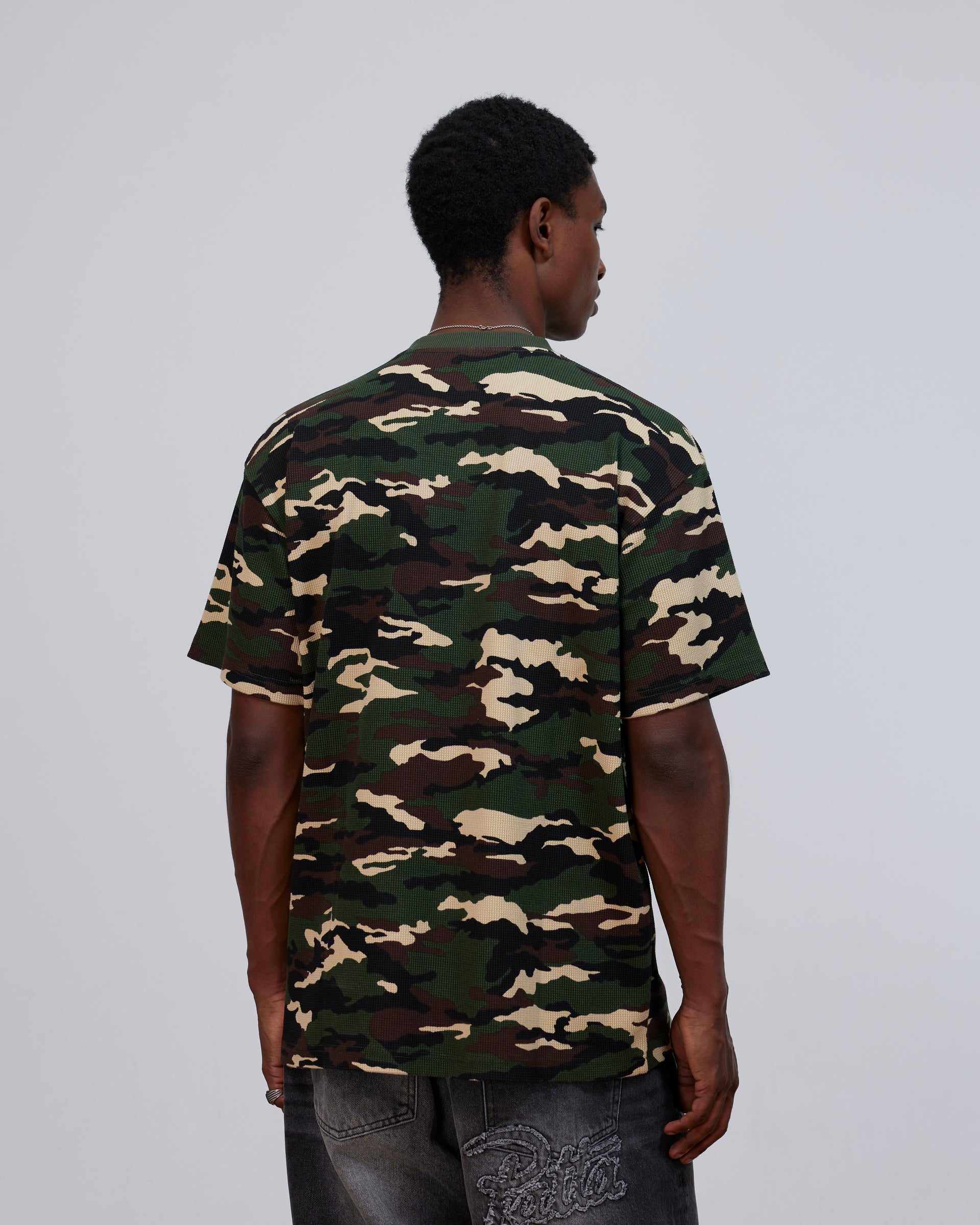 Patta Waffle Script Logo T-Shirt (Woodland Camo)