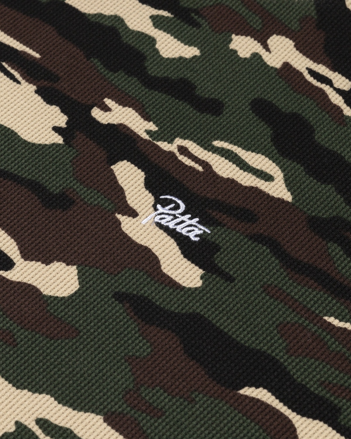 Patta Waffle Script Logo T-Shirt (Woodland Camo)