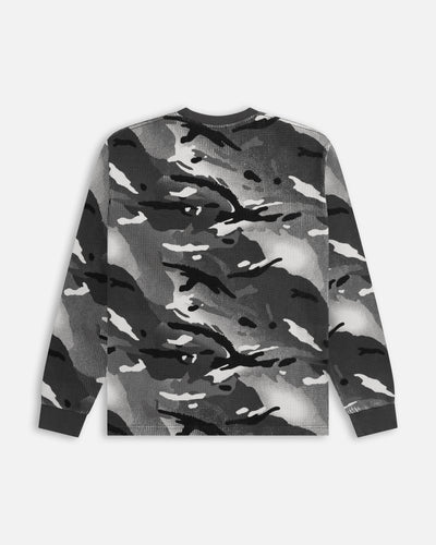 Patta Ghost Spray Camo Waffle Long Sleeve (Jet Black)