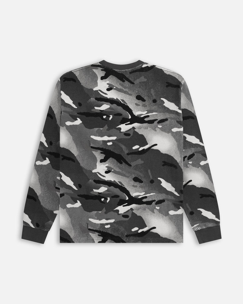 Patta Ghost Spray Camo Waffle Long Sleeve (Jet Black)