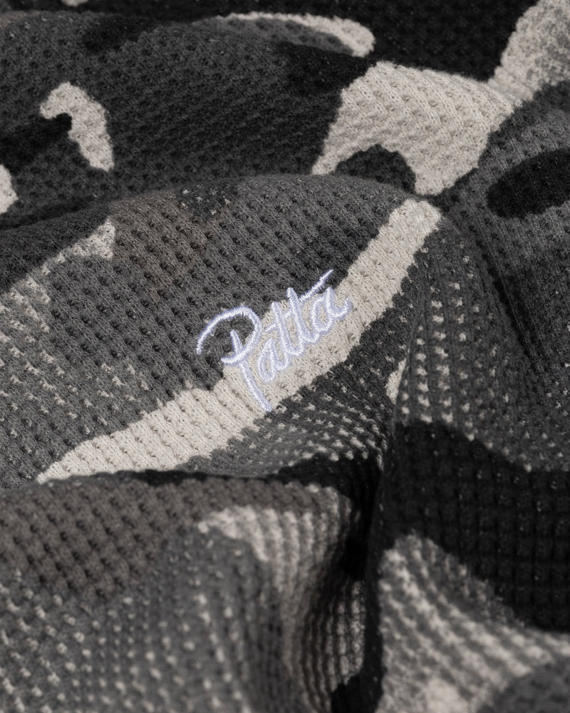 Patta Ghost Spray Camo Waffle Long Sleeve (Jet Black)