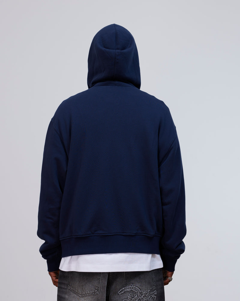 Patta Waffle Reversible Zip Up Hooded Sweater (Black Iris)