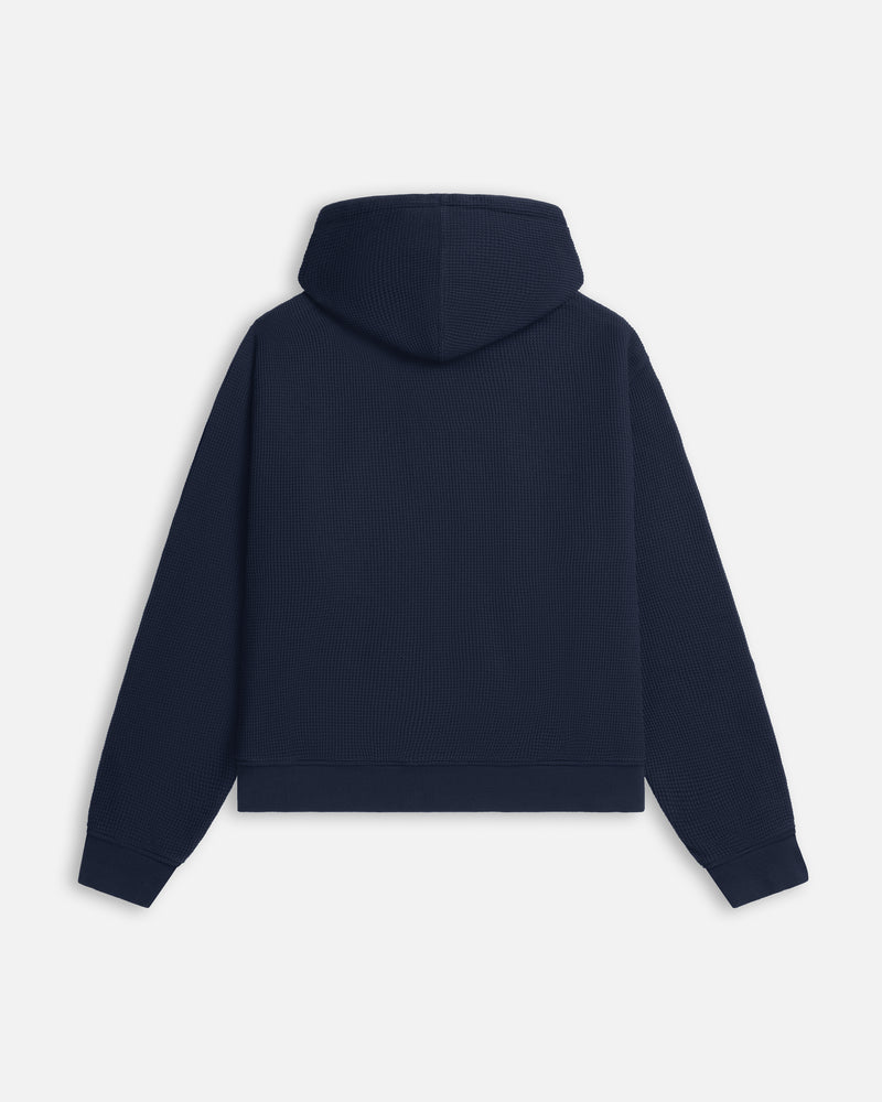 Patta Waffle Reversible Zip Up Hooded Sweater (Black Iris)