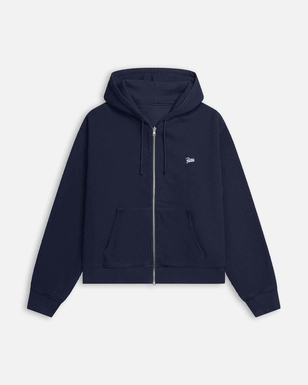 Patta Waffle Reversible Zip Up Hooded Sweater (Black Iris)