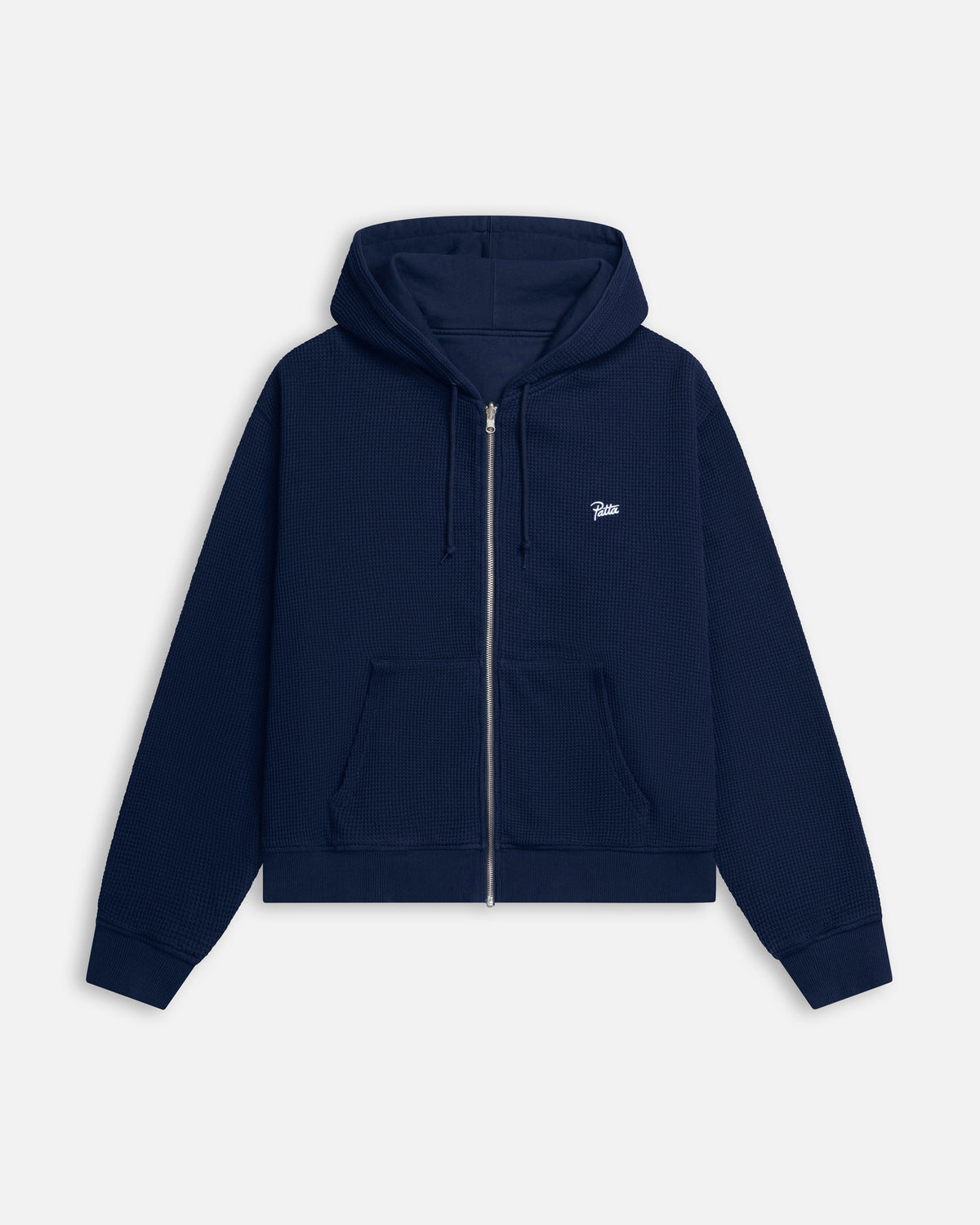 Patta Waffle Reversible Zip Up Hooded Sweater (Black Iris)