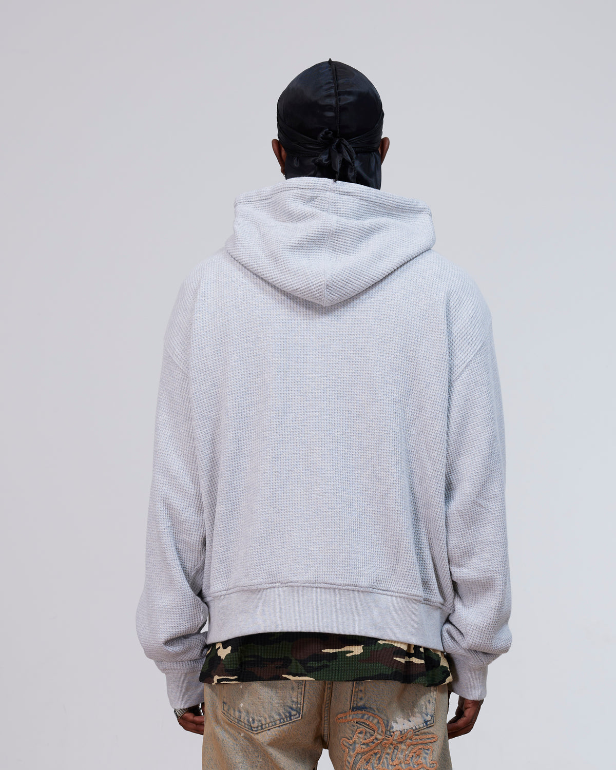Patta Waffle Reversible Zip Up Hooded Sweater (Grey heather)