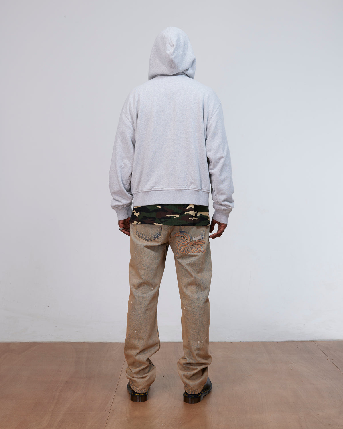 Patta Waffle Reversible Zip Up Hooded Sweater (Grey heather)