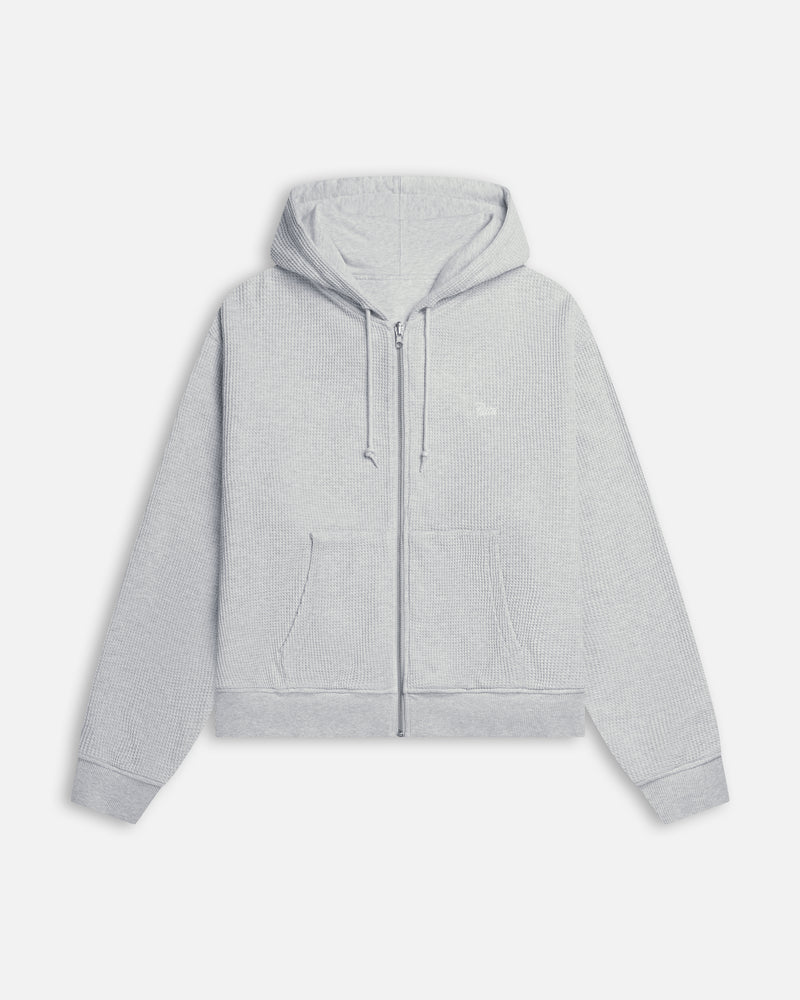 Patta Waffle Reversible Zip Up Hooded Sweater (Grey heather)