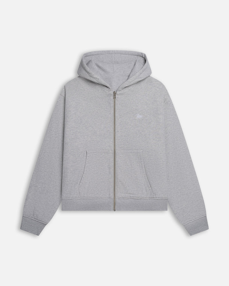 Patta Waffle Reversible Zip Up Hooded Sweater (Grey heather)