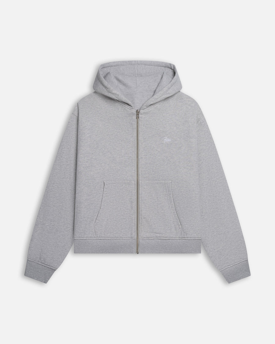 Patta Waffle Reversible Zip Up Hooded Sweater (Grey heather)