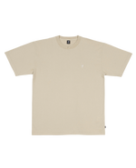 Beige  Patta Basic script T-Shirt  with a ribbed collar and a  subtle script P 