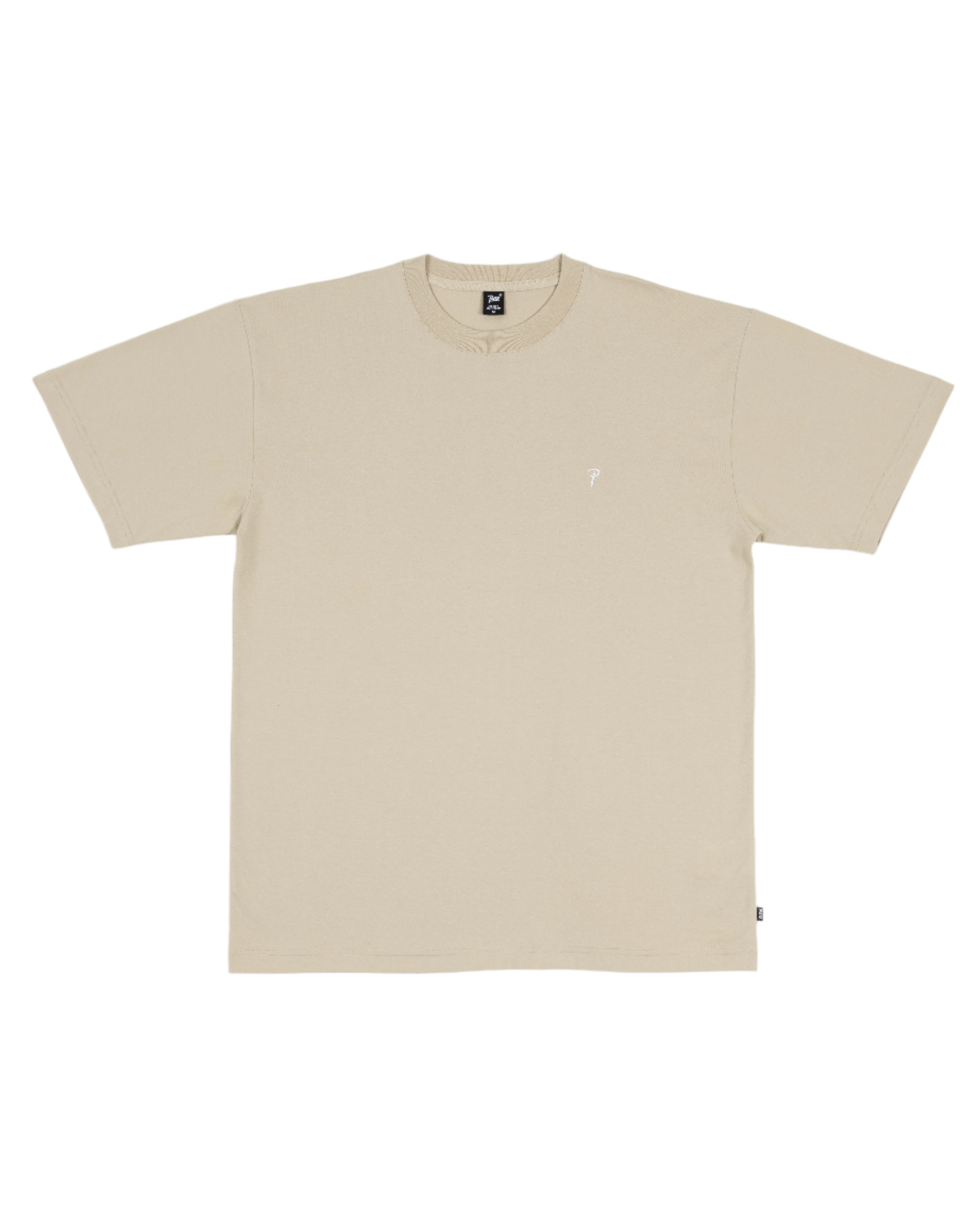 Beige  Patta Basic script T-Shirt  with a ribbed collar and a  subtle script P 