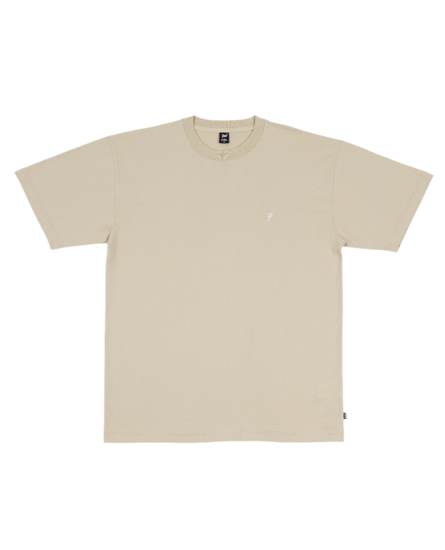 Beige  Patta Basic script T-Shirt  with a ribbed collar and a  subtle script P 