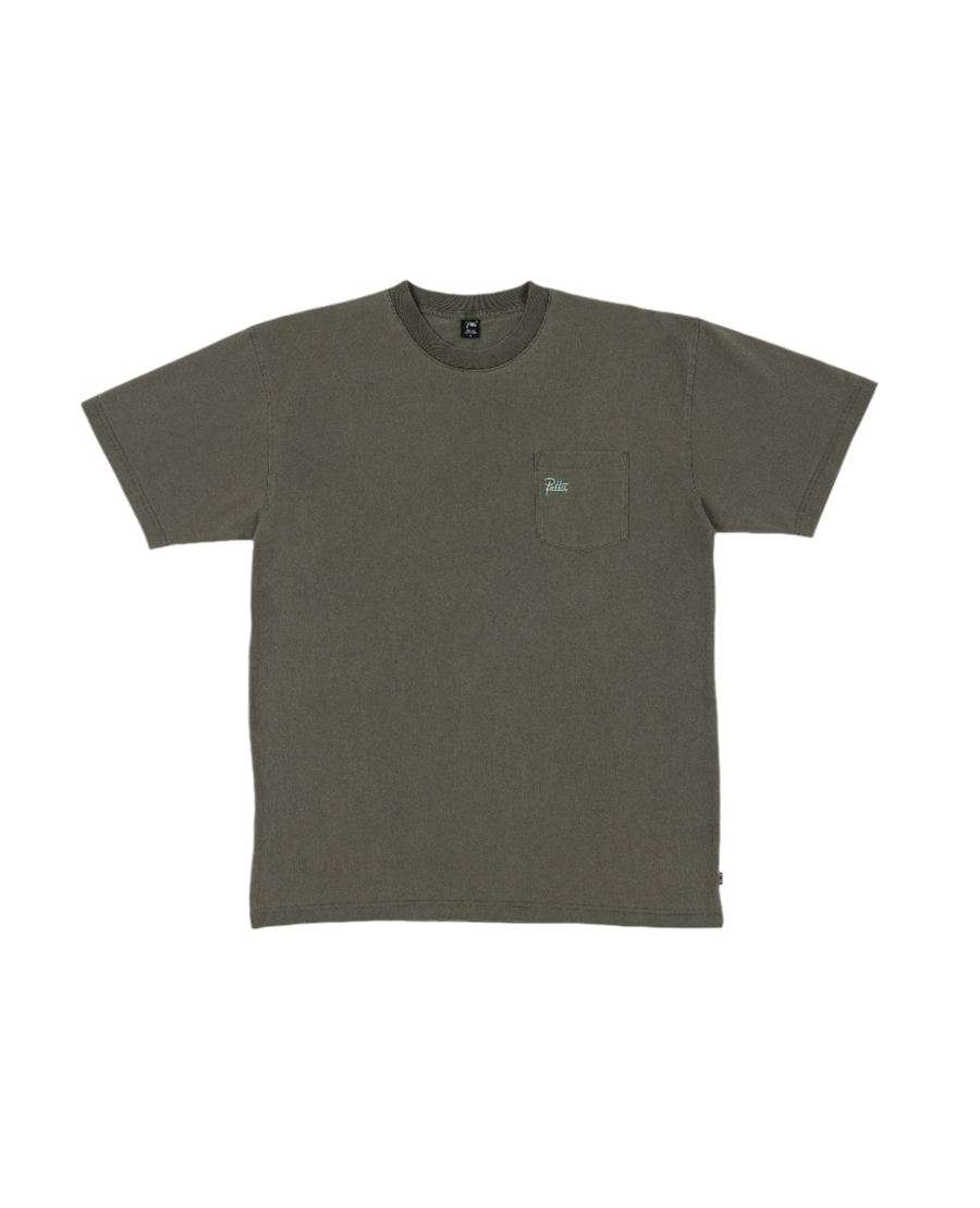 Green Patta basic washed pocket T-Shirt with an embroidered script logo 