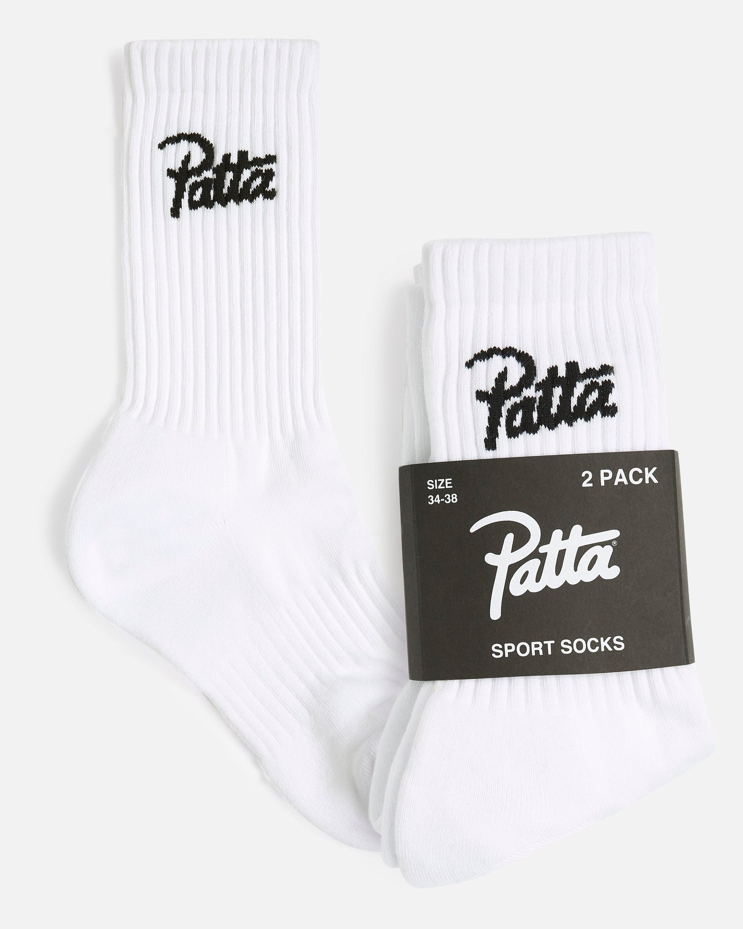 Patta Script Logo Sport Socks 2-Pack (White)