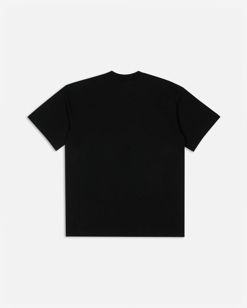 Back view of a black Patta tubular cotton t-shirt displayed flat on a plain background.