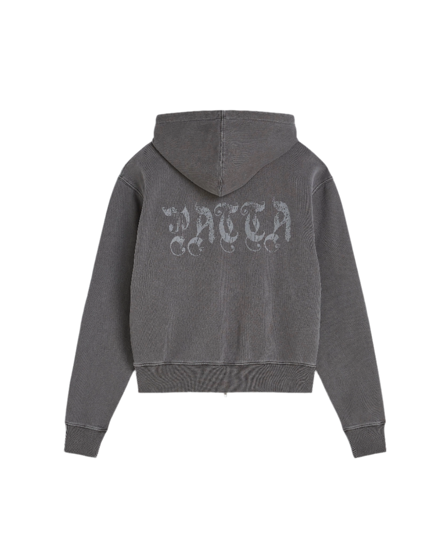 Patta Studded Washed Zip Up Hooded Sweater