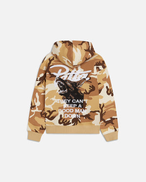 Patta Bark Woodland Camo Boxy Hooded Sweater (Sand Dollar)