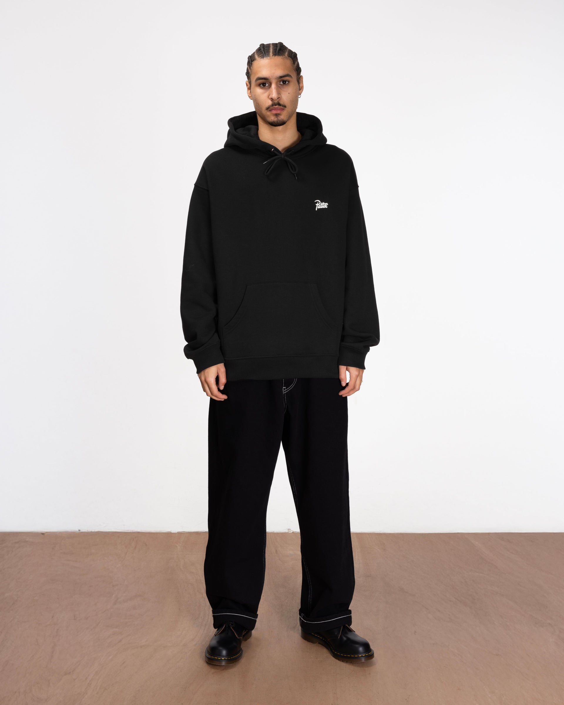 Patta Bark Boxy Hooded Sweater (Black)