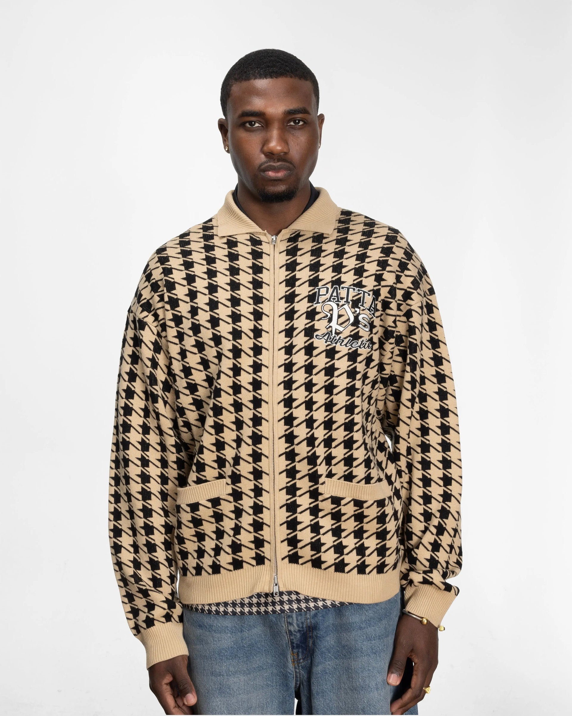 Patta Houndstooth Cardigan (Irish Cream)