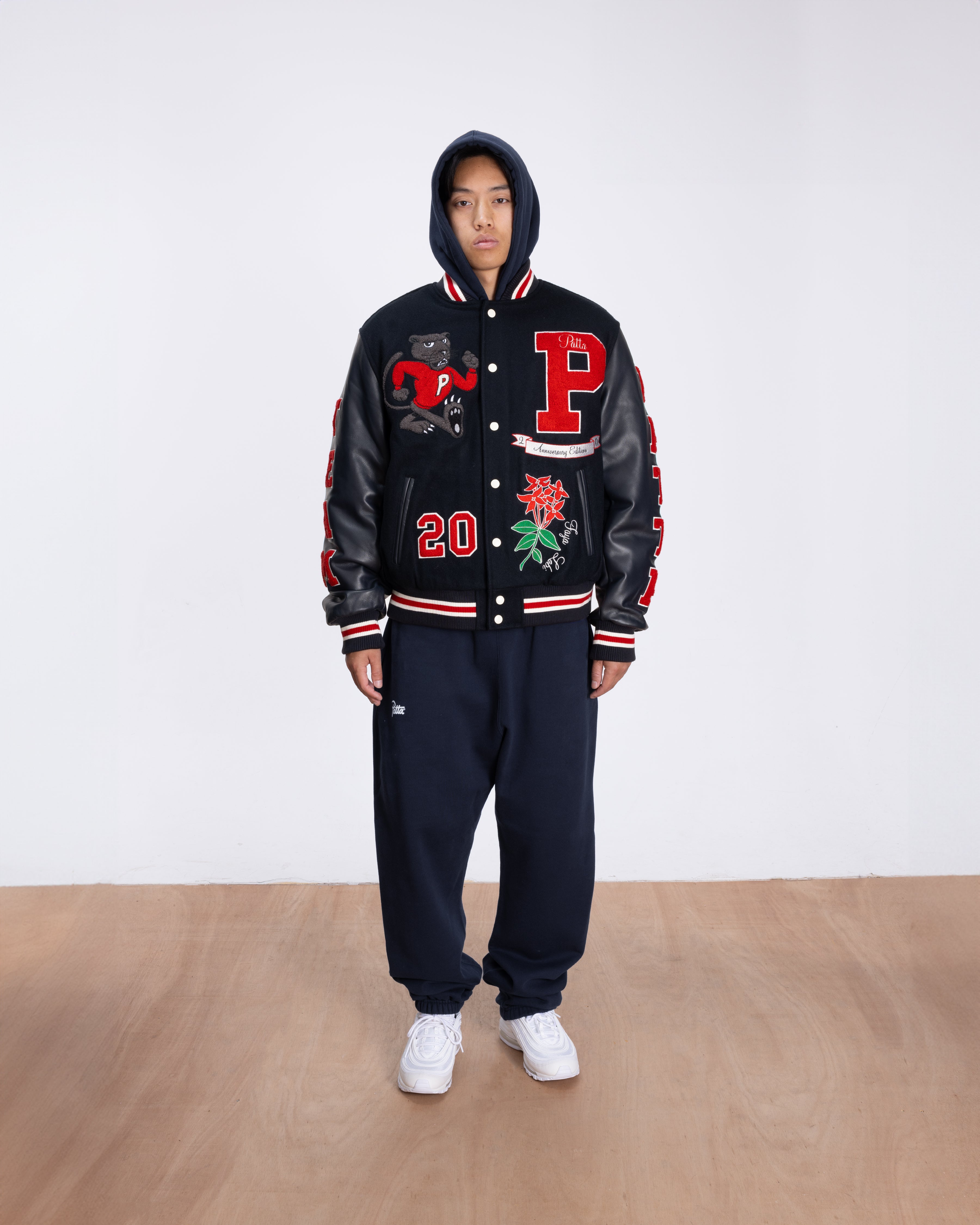 ジャケット・アウター papaiya Patta Men's 20th Anniversary Varsity Jacket in Maritime Blue