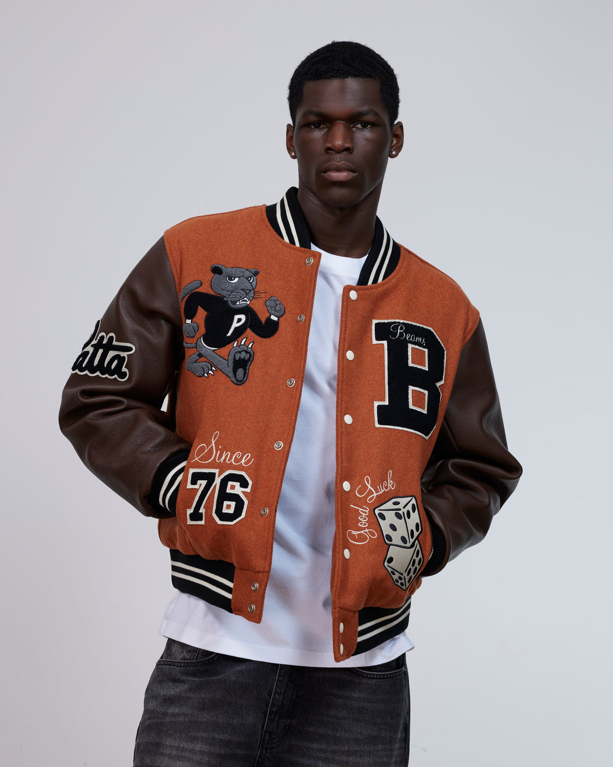 Patta x Beams 50th Anniversary Varsity Jacket (Potter's Clay)