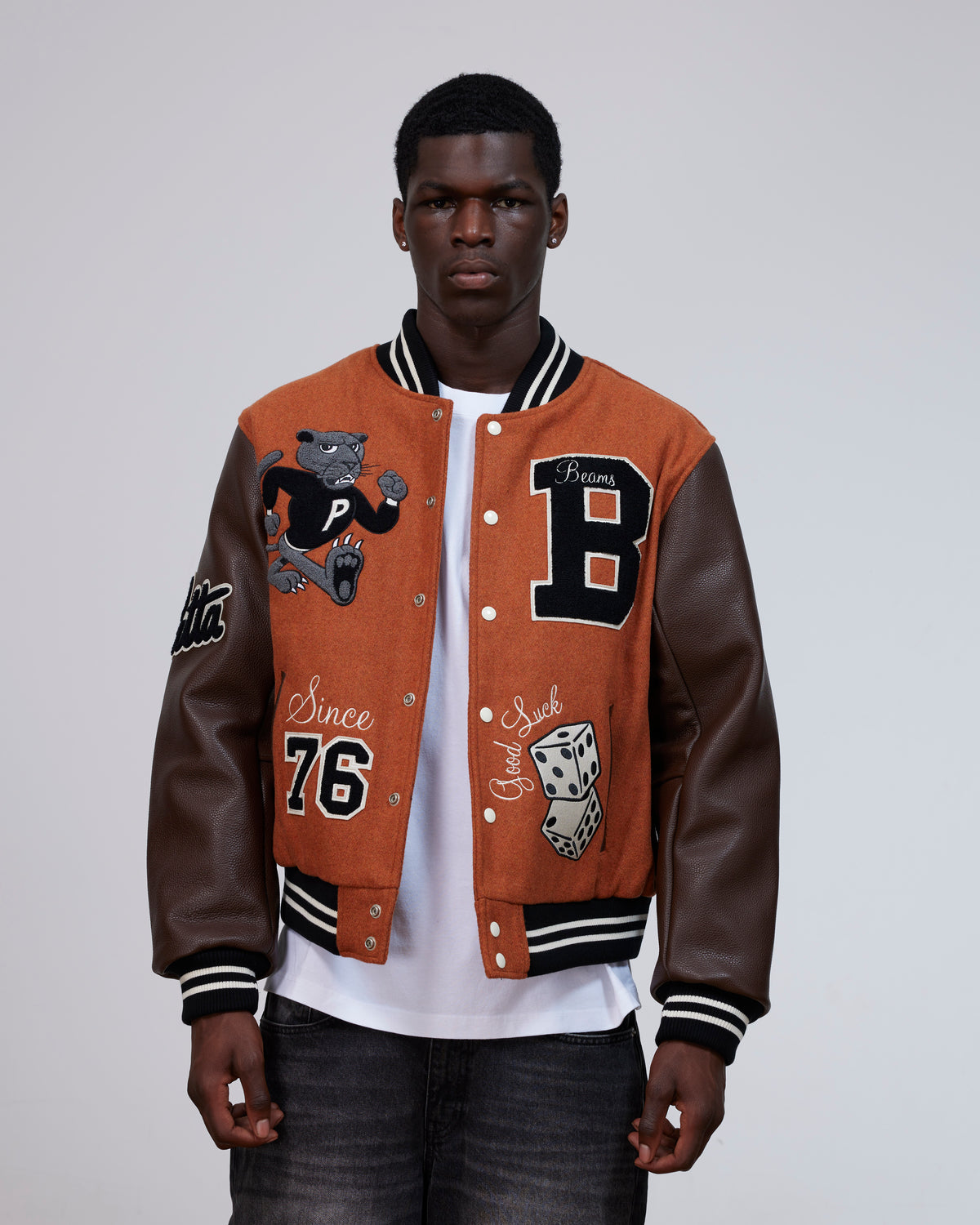 Patta x Beams 50th Anniversary Varsity Jacket (Potter's Clay)