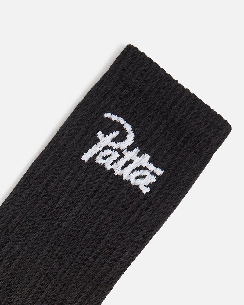 Patta Script Logo Sport Socks (2-Pack) (Black)
