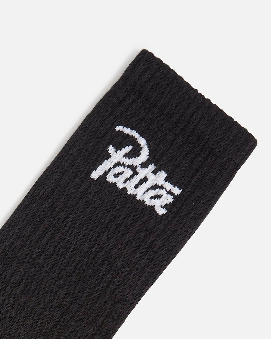Patta Script Logo Sport Socks (2-Pack) (Black)