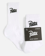 Patta Script Logo Sport Socks (2-Pack) (White)